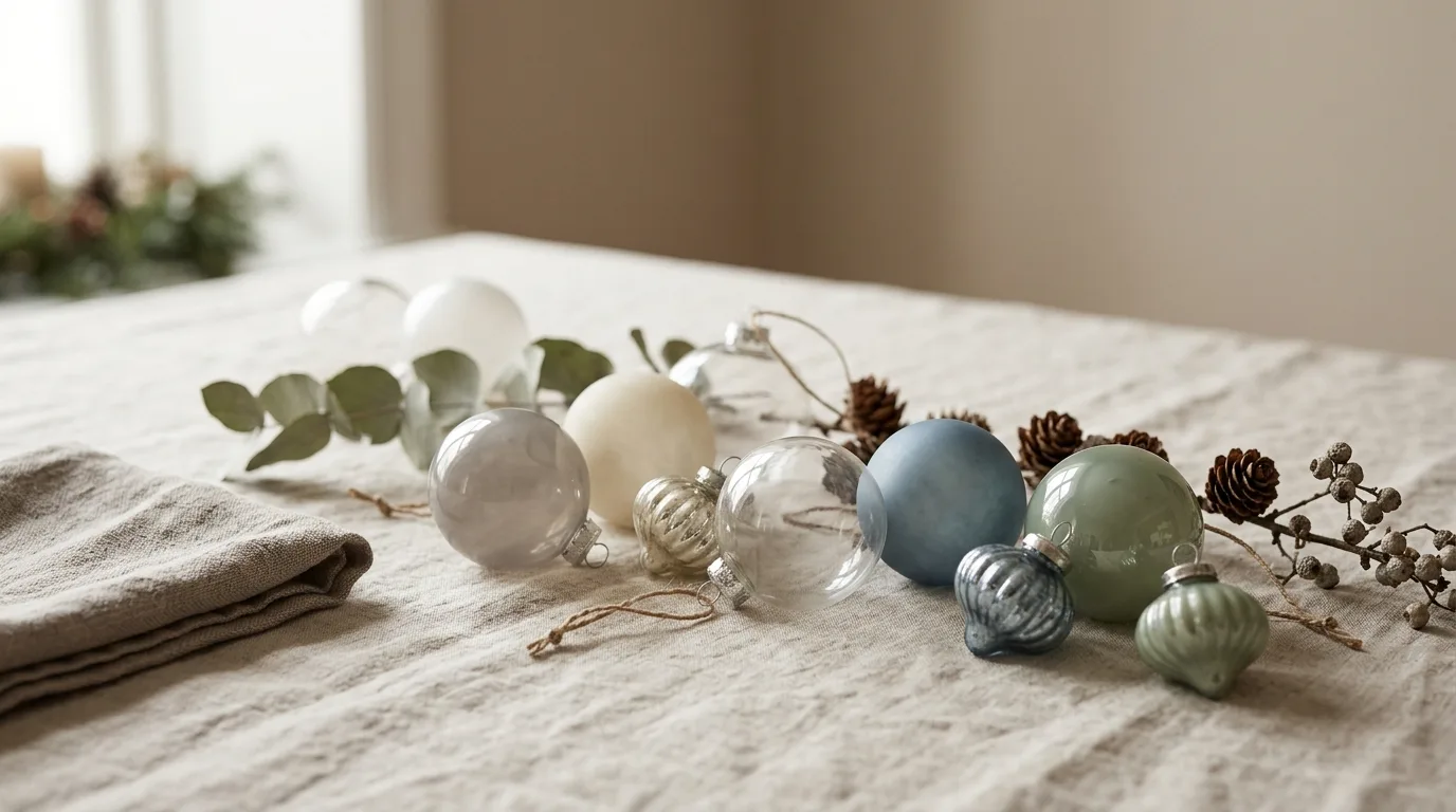 Bring in wood and linen for natural winter softness inspiration for a minimalist holiday interior.